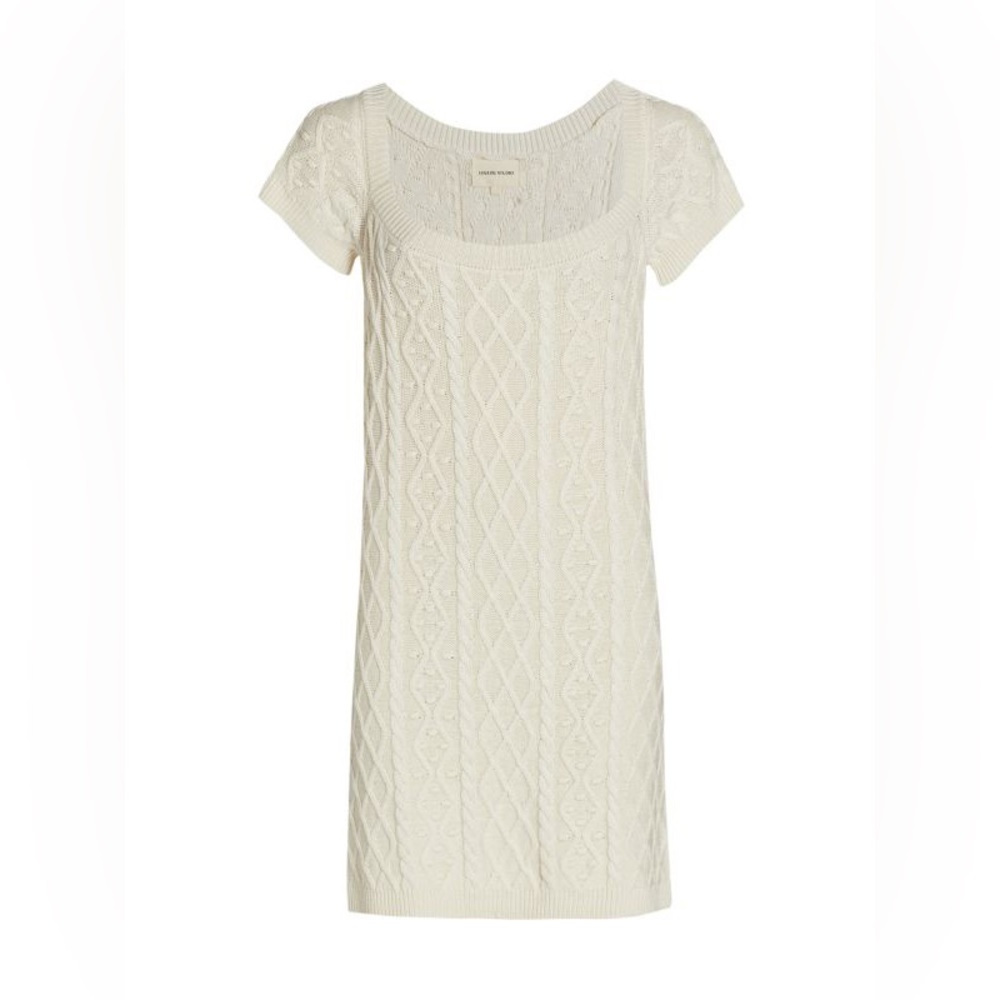NWT loulou studio cableknit cream short sleeve dress